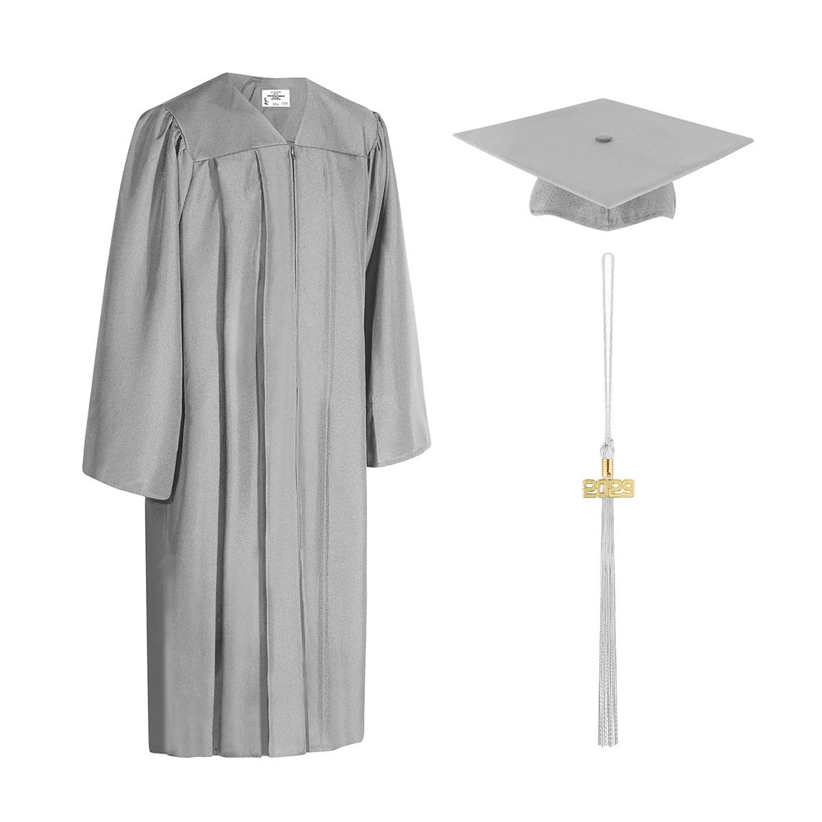 Silver Gray Cap Gown And Tassel Matte Finish - SchoolUniforms.com